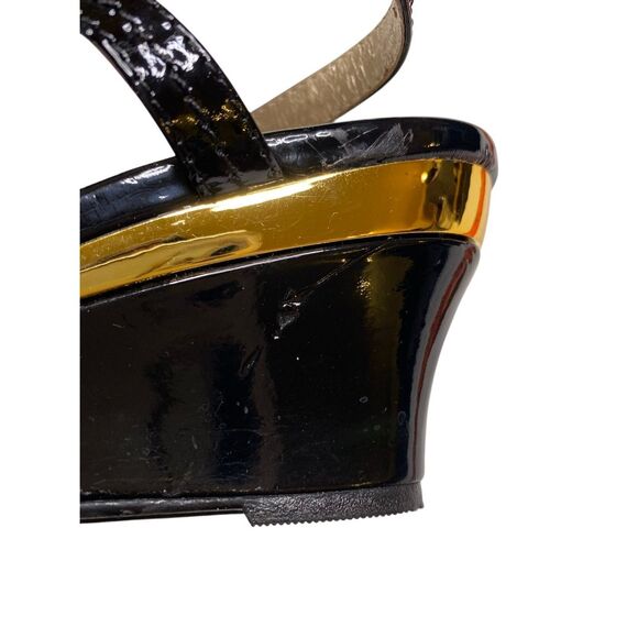 Sofft Womens 7M Black Leather Buckle Adjustable Strap Wedge Slingback Sandals - Picture 5 of 9